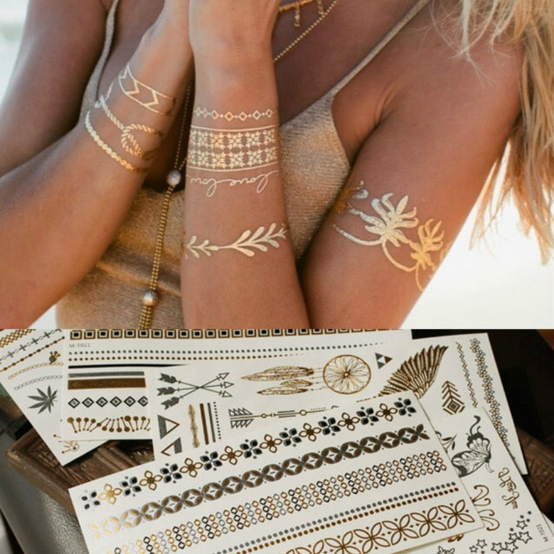 Gold Metallic Tattoo Sticker